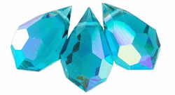 M.C. Beads 10 x 6mm - Teardrop : Zircon AB