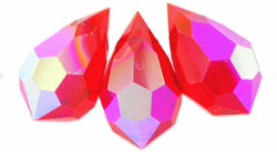 M.C. Beads 10 x 6mm - Teardrop : Siam Ruby AB