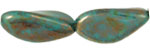 Twisted Pinch Bead 24 x 13mm : Turquoise - Bronze Picasso (18pc)