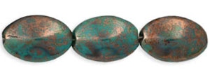 Raised Oval 17 x 11mm : Turquoise - Bronze Picasso (18pcs)