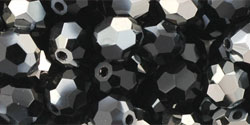 M.C. Beads 6mm - Round : Jet - Hematite Half Coat