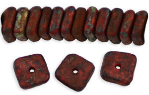 Wavy Square 4/10mm : Opaque Red - Stone Picasso