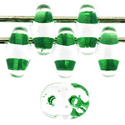 SuperDuo 5 x 2mm Tube 2.5" : Crystal - Green-Lined