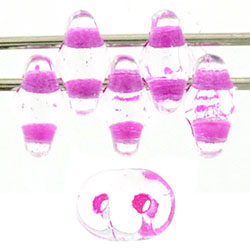 SuperDuo 5 x 2mm Tube 2.5" : Crystal - Hot Pink-Lined