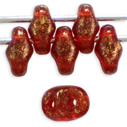 SuperDuo 5 x 2mm Tube 5.5" : Gold Marbled - Siam Ruby