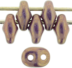 SuperDuo 5 x 2mm Tube 2.5" : Luster - Opaque Gold/Amethyst