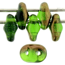 SuperDuo 5 x 2mm : Bronze Luster 1/2 - Green