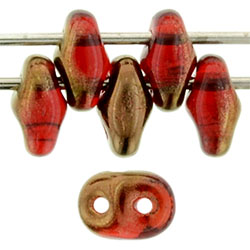 SuperDuo 5 x 2mm Tube 2.5" : Bronze Luster 1/2 - Siam Ruby
