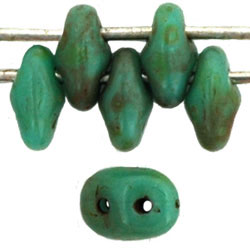 SuperDuo 5 x 2mm Tube 2.5" : Opaque Turquoise - Picasso