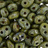 SuperDuo 5 x 2mm : Opaque Olivine - Silver Picasso