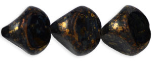 Pinched Bicone 14mm : Jet - Bronze Picasso (54pcs)