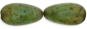 Pinched Oblong 22/12mm : Milky Aquamarine - Picasso (36pcs)