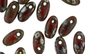 Rizo 6 x 2.5mm : Opaque Red - Silver Picasso