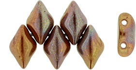 GEMDUO 8 x 5mm : Bronze Luster - Opaque Red