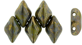 GEMDUO 8 x 5mm : Opaque Olive - Bronze Picasso