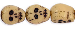 Skulls 12mm : Opaque Beige - Black Inlay
