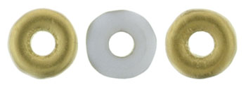 O-Bead 4 x 1mm : Opaque White - Brass 1/2