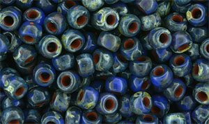 Matubo Seed Bead 7/0 : Opaque Navy - Picasso