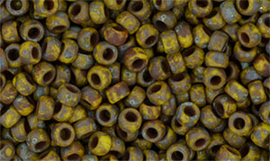 Matubo Seed Bead 7/0 : Opaque Yellow - Picasso