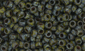 Matubo Seed Bead 7/0 : Opaque Olivine - Silver Picasso