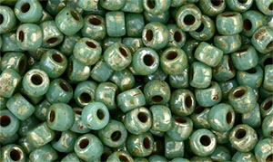 Matubo Seed Bead 7/0 : Turquoise - Silver Picasso