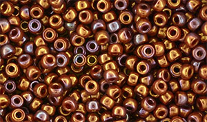 Matubo Seed Bead 8/0 : Bronze Luster Iris - Opaque Red