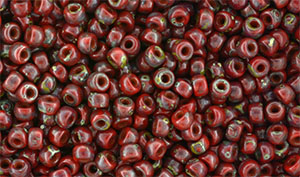 Matubo Seed Bead 8/0 : Opaque Red - Picasso