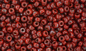 Matubo Seed Bead 8/0 : Opaque Red - Silver Picasso