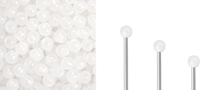 Finial Half-Drilled Round Bead 2mm : Opaque White