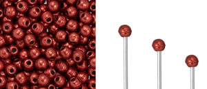 Finial Half-Drilled Round Bead 2mm Tube 2.5" : ColorTrends: Saturated Metallic Cherry Tomato