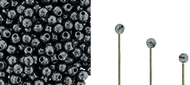 Finial Half-Drilled Round Bead 2mm : Hematite