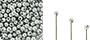 Finial Half-Drilled Round Bead 2mm : Silver