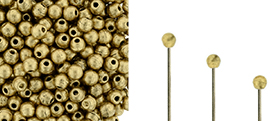 Finial Half-Drilled Round Bead 2mm Tube 2.5" : Matte - Metallic Flax