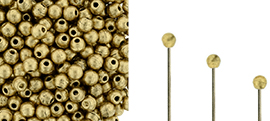 Finial Half-Drilled Round Bead 2mm : Matte - Metallic Flax