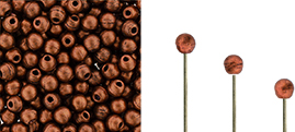 Finial Half-Drilled Round Bead 2mm : Matte - Metallic Antique Copper