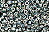 Matubo 3-Cut Seed Bead 6/0 Tube 2.5" : Silver Luster - Aquamarine