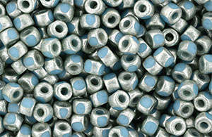 Matubo 3-Cut Seed Bead 6/0 Tube 2.5" : Silver Luster - Blue Turquoise