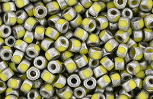 Matubo 3-Cut Seed Bead 6/0 Tube 2.5" : Silver Luster - Opaque Yellow