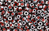 Matubo 3-Cut Seed Bead 6/0 Tube 2.5" : Silver Luster - Opaque Red