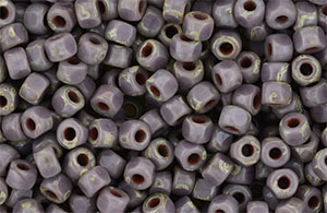 Matubo 3-Cut Seed Bead 6/0 Tube 2.5" : Opaque Lt Amethyst - Picasso