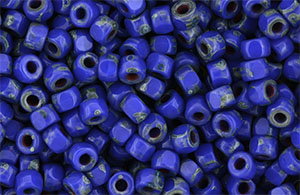 Matubo 3-Cut Seed Bead 6/0 : Opaque Blue - Picasso