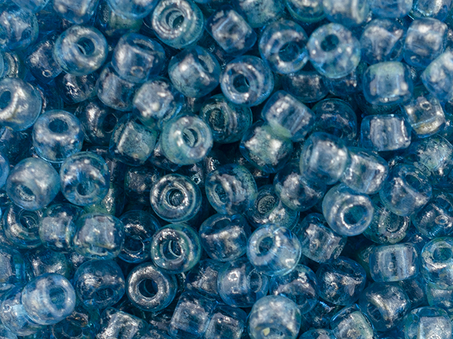 Matubo 3-Cut Seed Bead 6/0 : Aquamarine - Silver Picasso