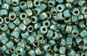 Matubo 3-Cut Seed Bead 6/0 Tube 2.5" : Turquoise - Silver Picasso