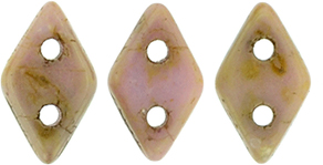 CzechMates Diamond 6.5 x 4mm : Luster - Opaque Rose/Gold Topaz