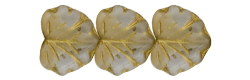 Czech Glass Maple Leaf Bead 13 x 11 mm : Transparent - Champagne with Gold Wash