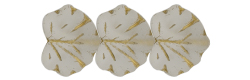 Czech Glass Maple Leaf Bead 13 x 11 mm : Matte - White with Gold Wash