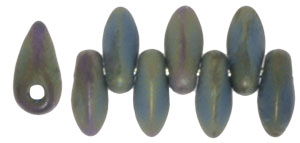 Mini Dagger Beads 6 x 2.5mm : Matte - Iris - Green