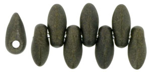 Mini Dagger Beads 6 x 2.5mm : Metallic Suede - Dk Green