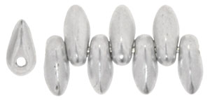 Mini Dagger Beads 6 x 2.5mm : Matte - Metallic Silver