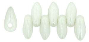 Mini Dagger Beads 6 x 2.5mm : Luster - Opaque White